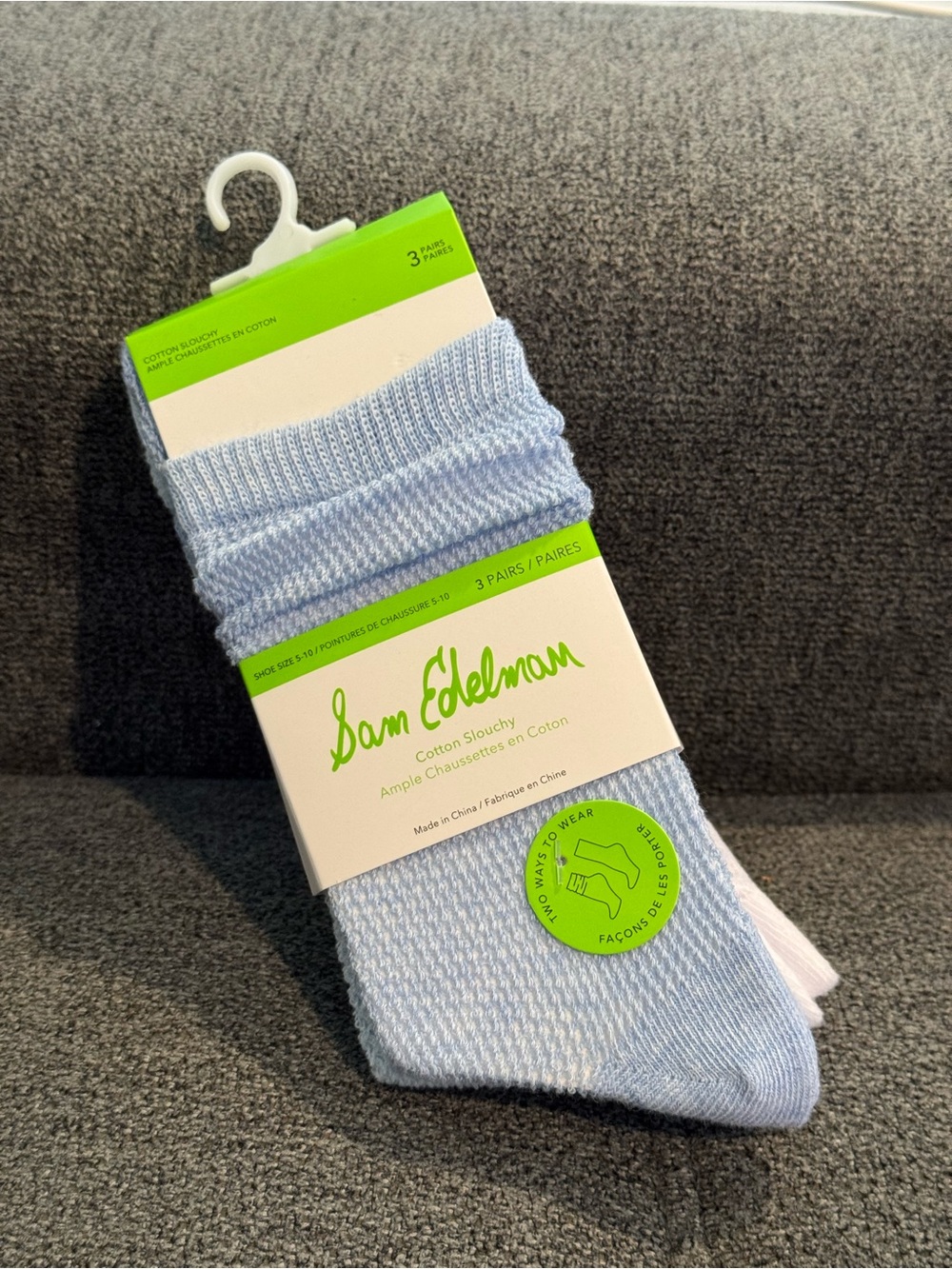 Sam Edelman Men’s Light Blue Cotton Slouch Socks - Pack of 3